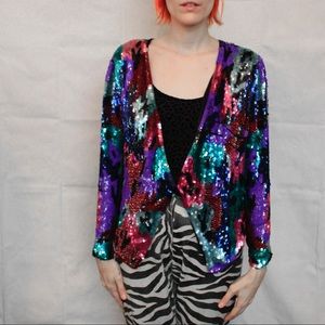 Patchwork Vintage RainbowSequin Jacket